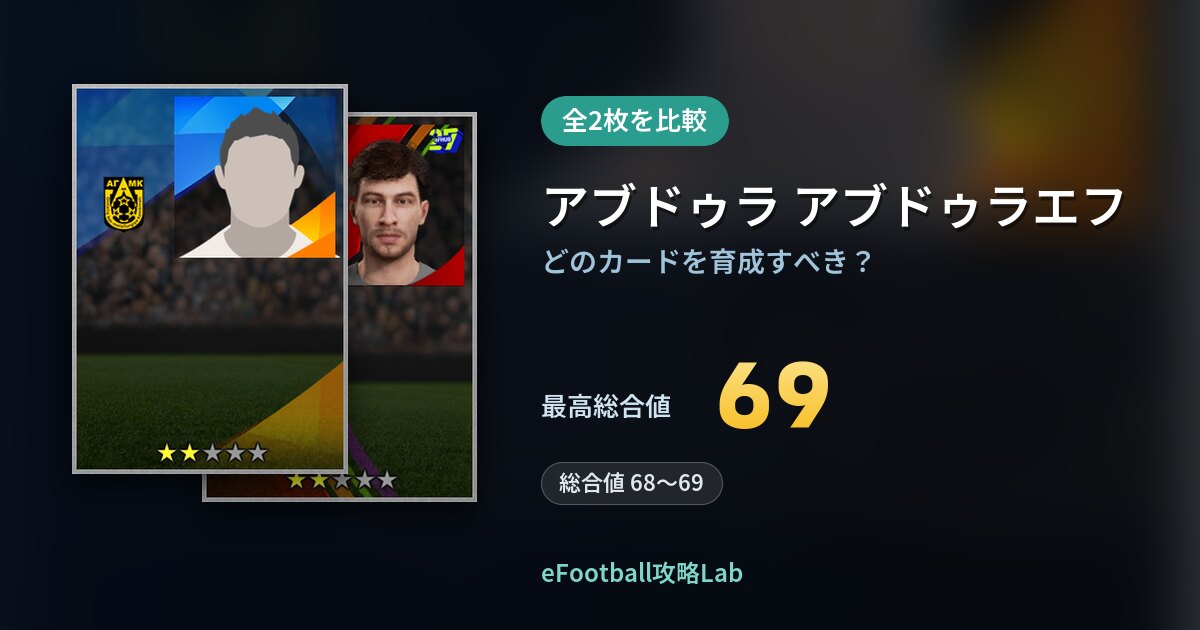 【イーフト】アブドゥラ アブドゥラエフの育成カード比較（全2枚）