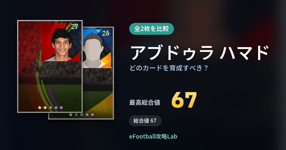 【イーフト】アブドゥラ ハマドはどのカードを育成すべき？全2枚を比較