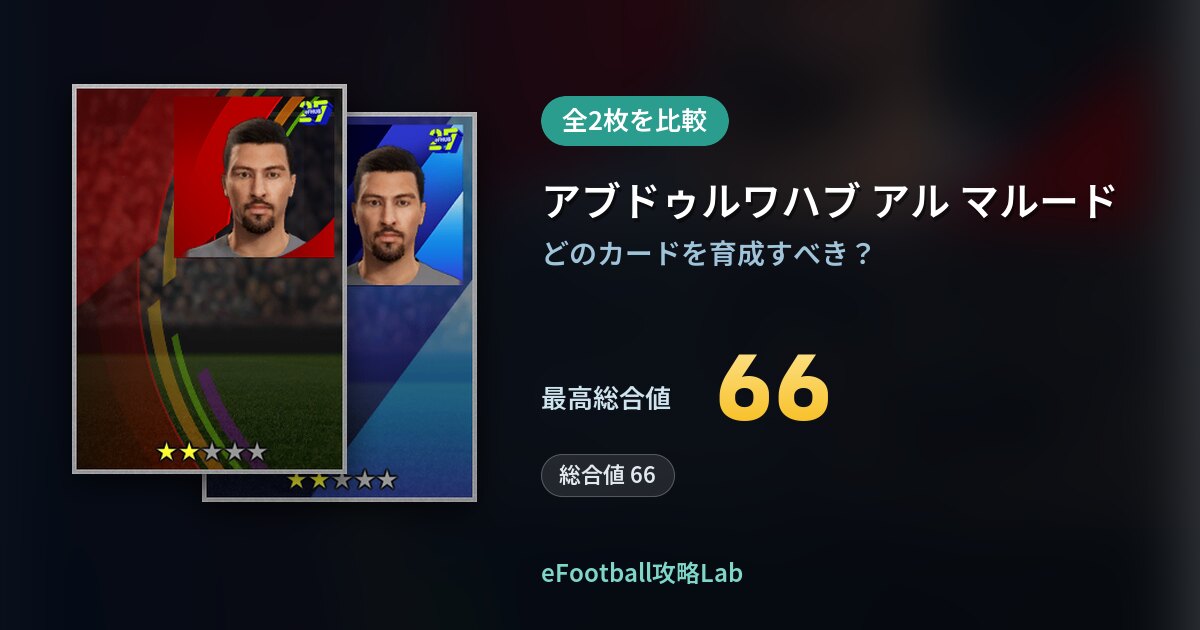 【イーフト】アブドゥルワハブ アル マルードの育成カード比較（全2枚）