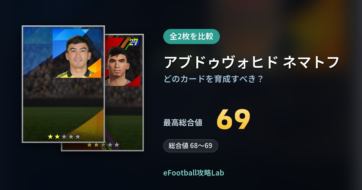 【イーフト】アブドゥヴォヒド ネマトフの育成カード比較（全2枚）