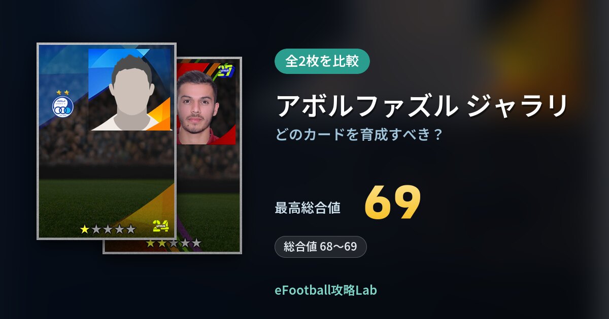 【イーフト】アボルファズル ジャラリはどのカードを育成すべき？全2枚を比較