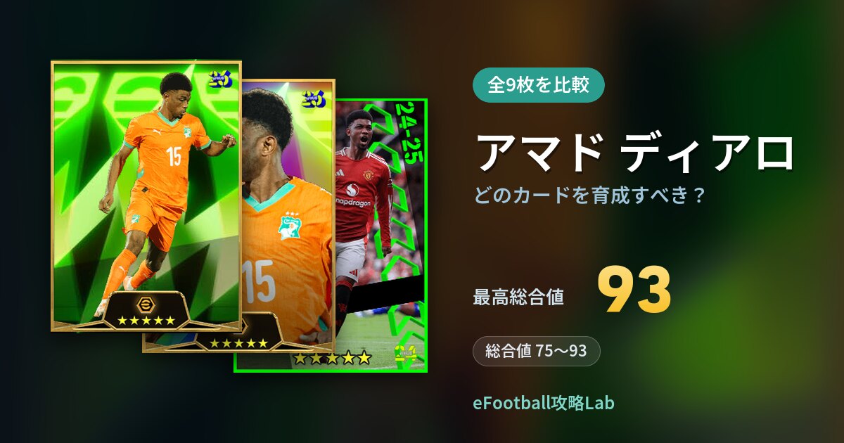 【イーフト】アマド ディアロはどのカードを育成すべき？全9枚を比較