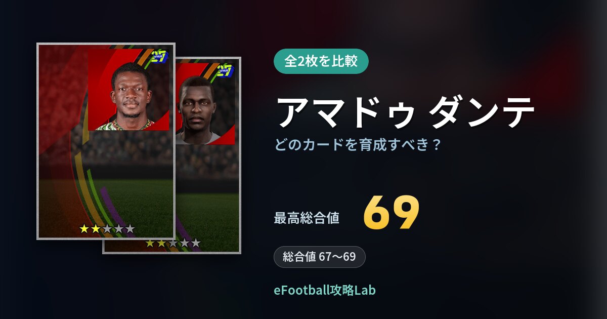 【イーフト】アマドゥ ダンテはどのカードを育成すべき？全2枚を比較