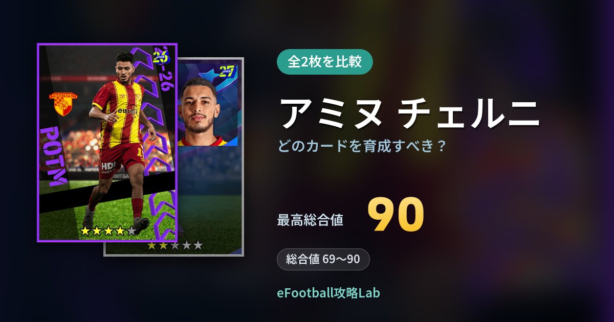 【イーフト】アミヌ チェルニはどのカードを育成すべき？全2枚を比較