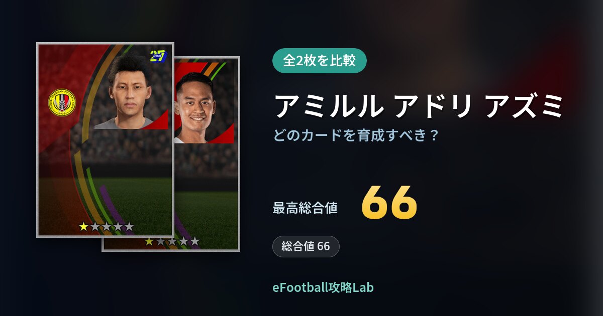 【イーフト】アミルル アドリ アズミはどのカードを育成すべき？全2枚を比較