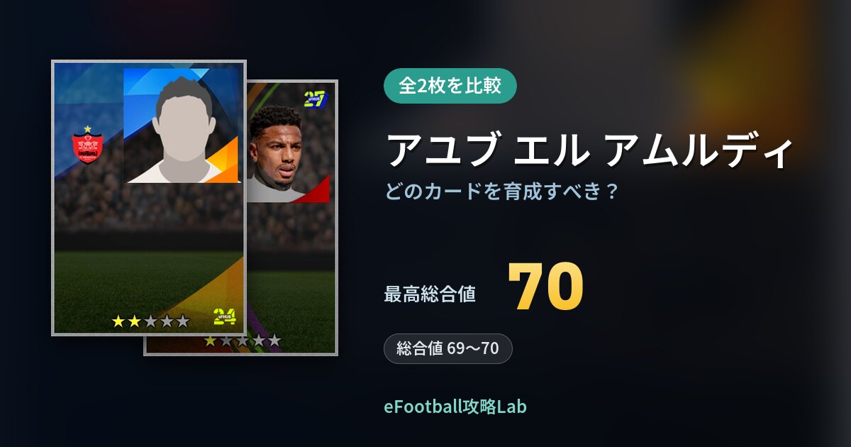 【イーフト】アユブ エル アムルディはどのカードを育成すべき？全2枚を比較