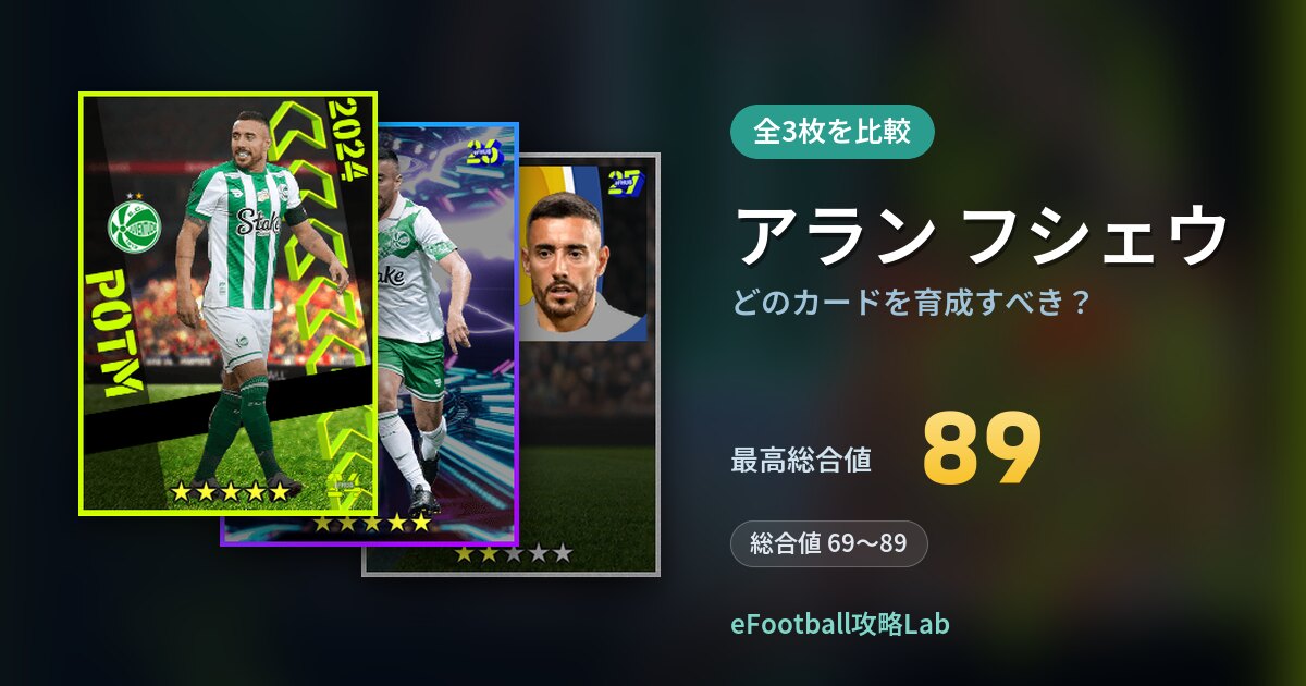 【イーフト】アラン フシェウはどのカードを育成すべき？全3枚を比較