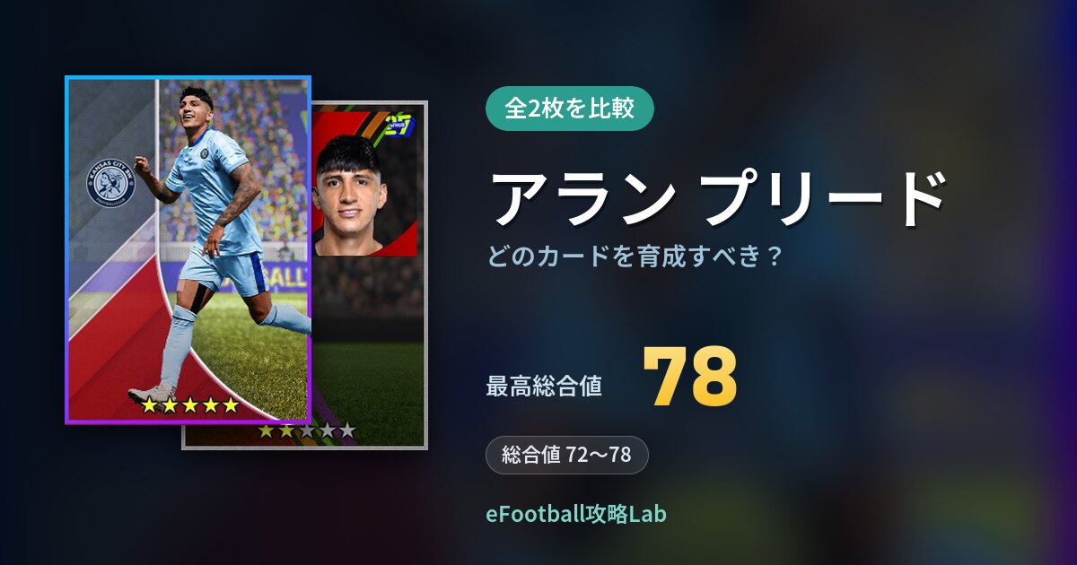 【イーフト】アラン プリードはどのカードを育成すべき？全2枚を比較