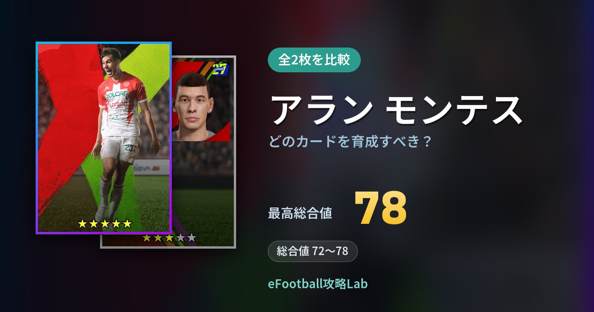 【イーフト】アラン モンテスはどのカードを育成すべき？全2枚を比較