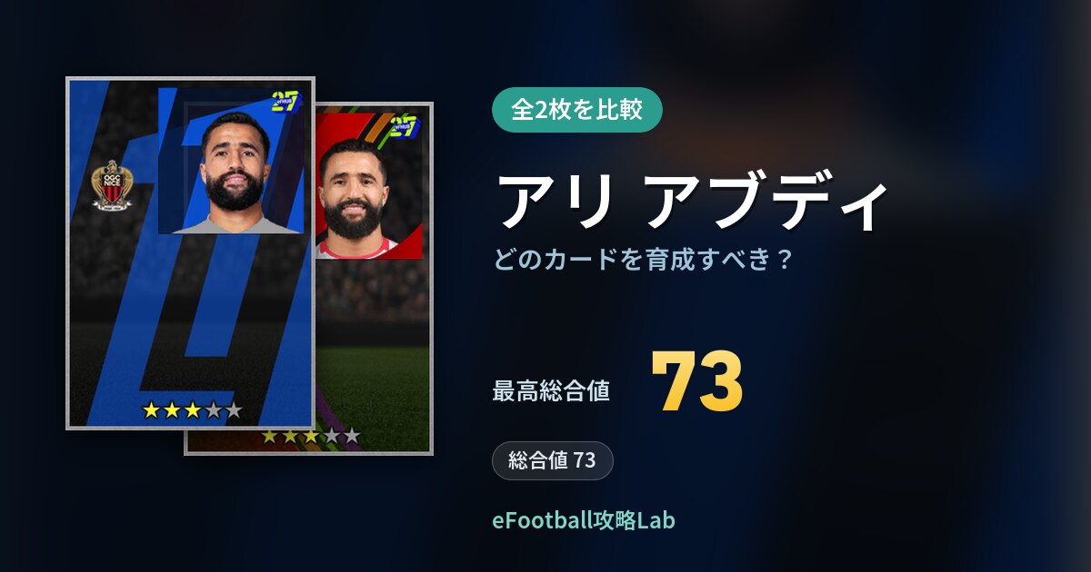 【イーフト】アリ アブディはどのカードを育成すべき？全2枚を比較