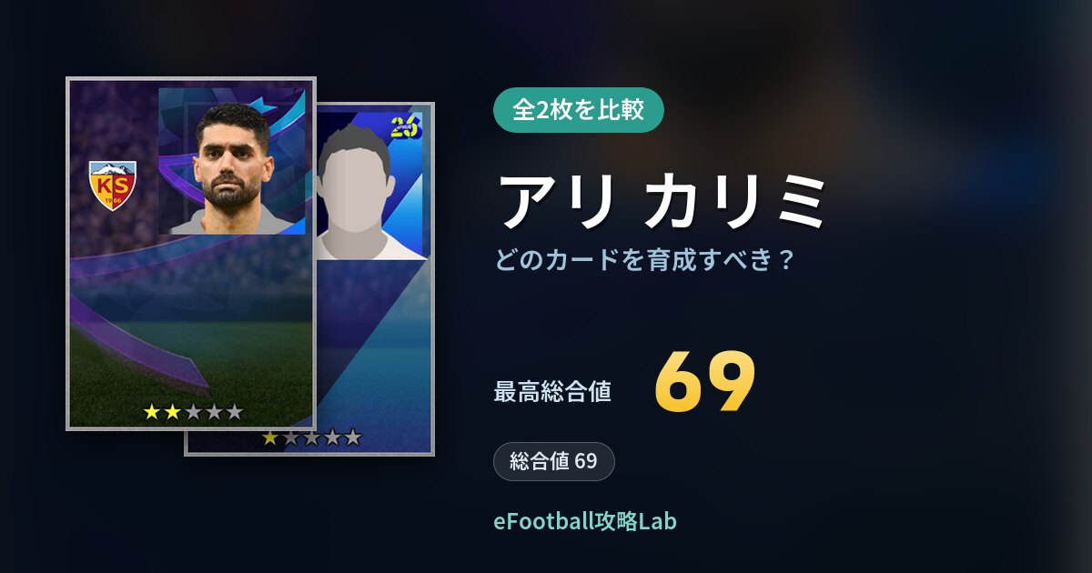 【イーフト】アリ カリミはどのカードを育成すべき？全2枚を比較