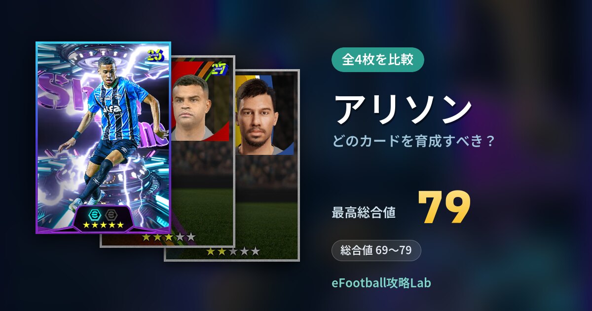【イーフト】アリソンはどのカードを育成すべき？全4枚を比較