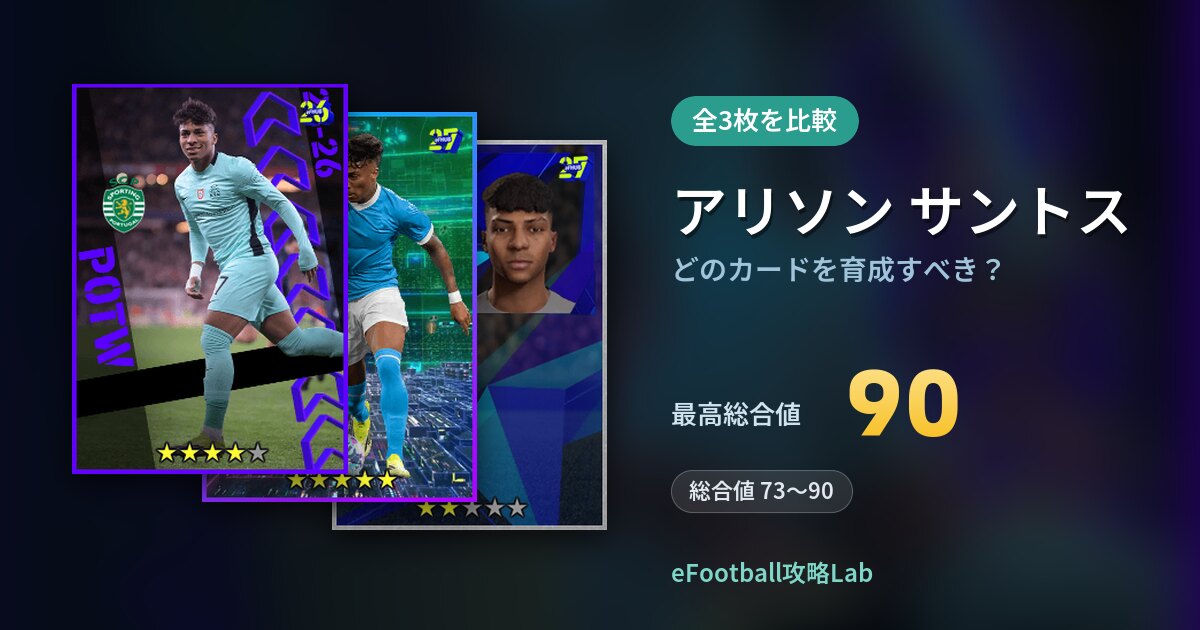 【イーフト】アリソン サントスはどのカードを育成すべき？全3枚を比較