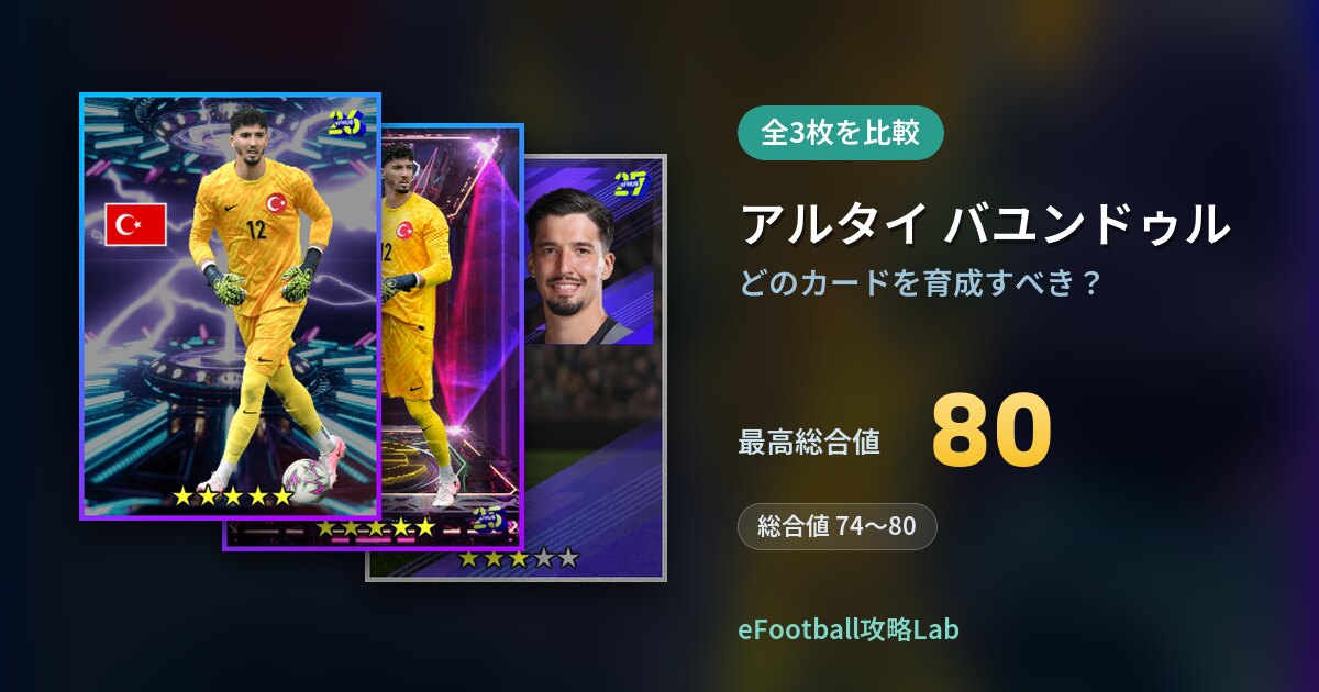 【イーフト】アルタイ バユンドゥルはどのカードを育成すべき？全3枚を比較