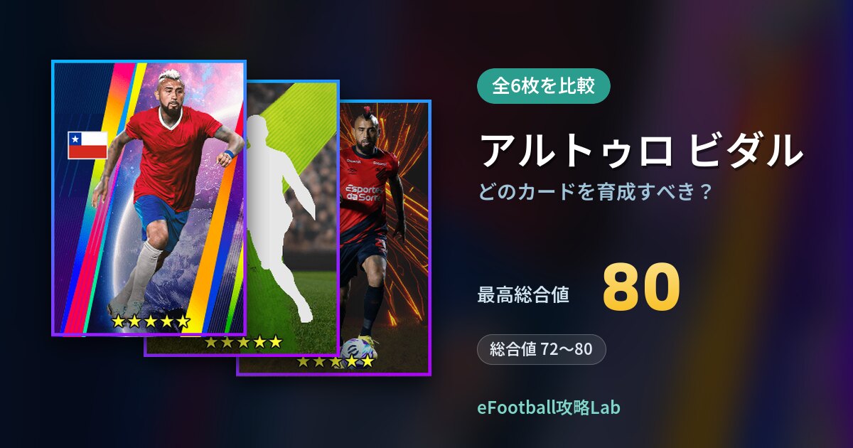 【イーフト】アルトゥロ ビダルはどのカードを育成すべき？全6枚を比較