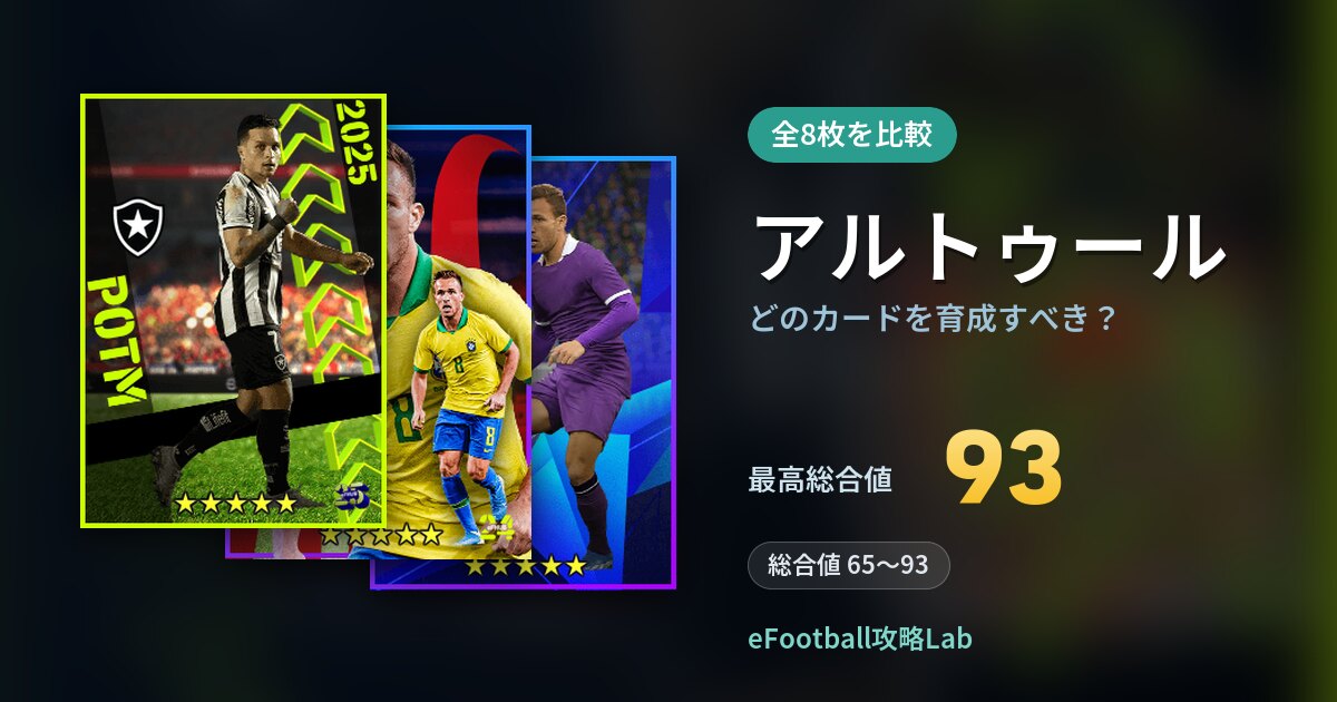 【イーフト】アルトゥールはどのカードを育成すべき？全8枚を比較