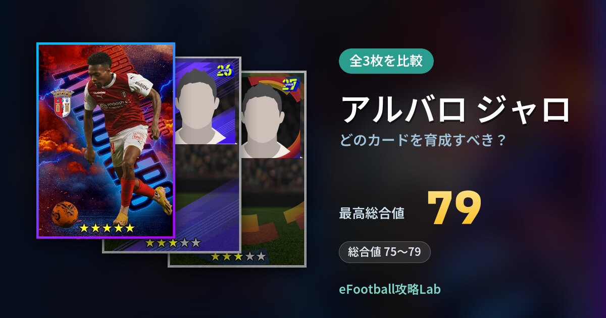 【イーフト】アルバロ ジャロはどのカードを育成すべき？全3枚を比較