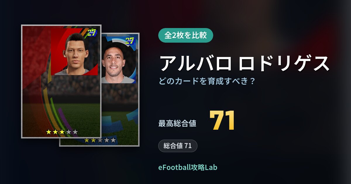 【イーフト】アルバロ ロドリゲスはどのカードを育成すべき？全2枚を比較