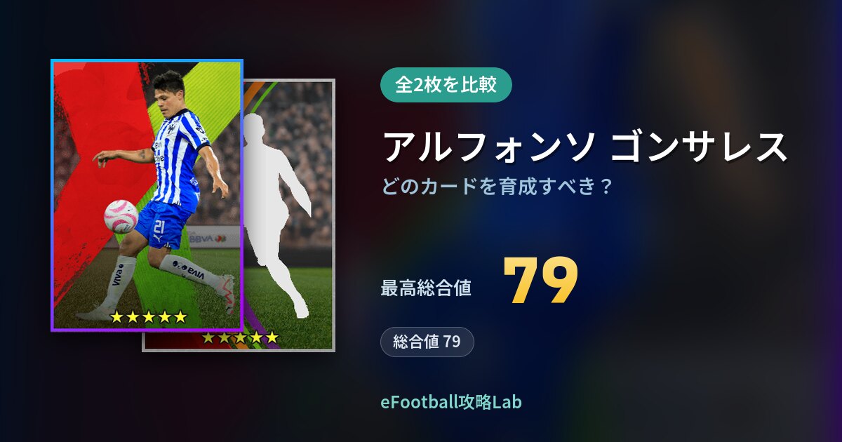 【イーフト】アルフォンソ ゴンサレスはどのカードを育成すべき?全2枚を比較