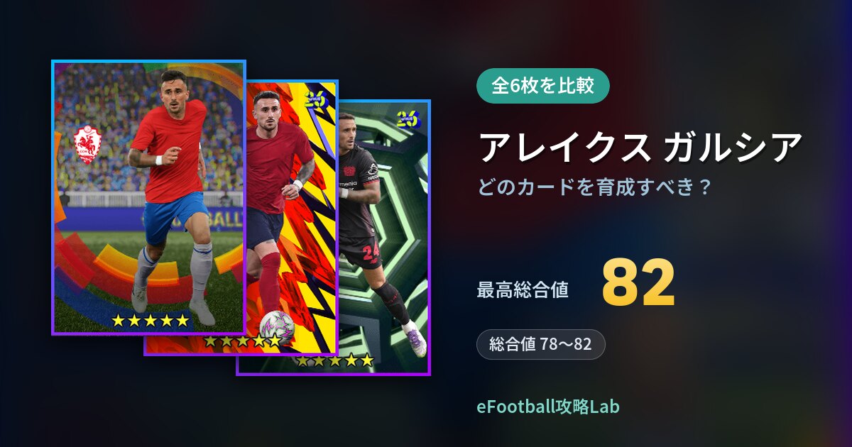 【イーフト】アレイクス ガルシアはどのカードを育成すべき？全6枚を比較