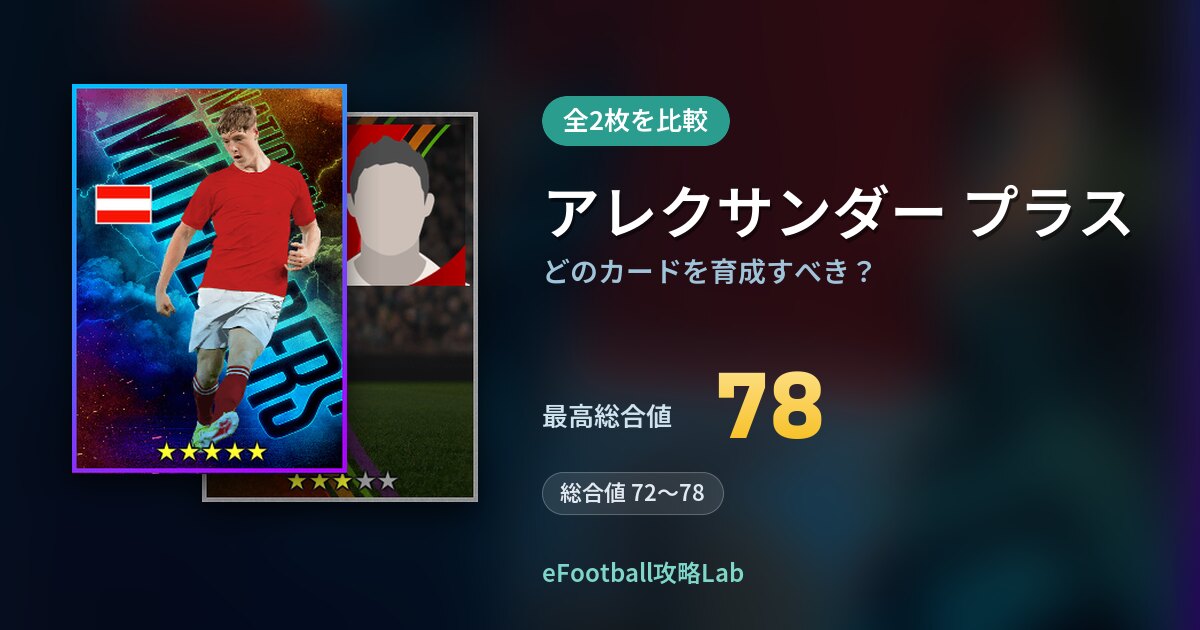 【イーフト】アレクサンダー プラスはどのカードを育成すべき？全2枚を比較