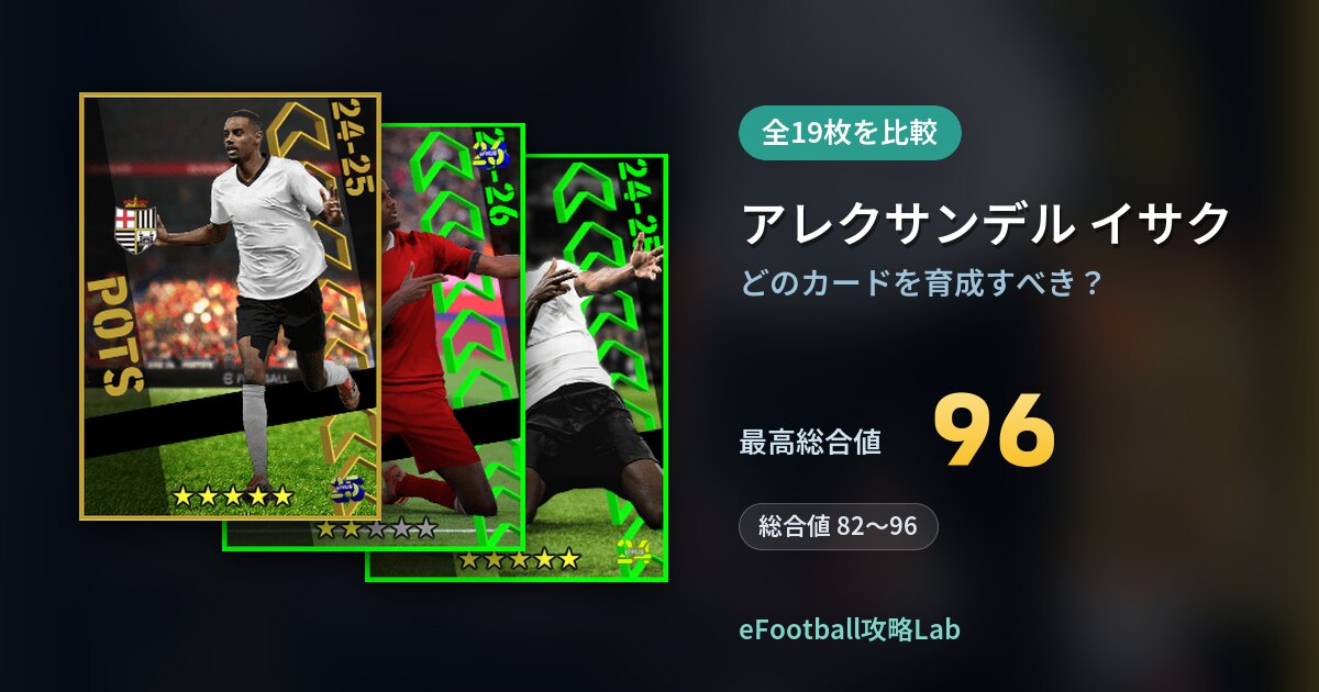 【イーフト】アレクサンデル イサクはどのカードを育成すべき？全19枚を比較