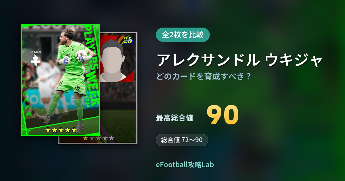 【イーフト】アレクサンドル ウキジャはどのカードを育成すべき？全2枚を比較