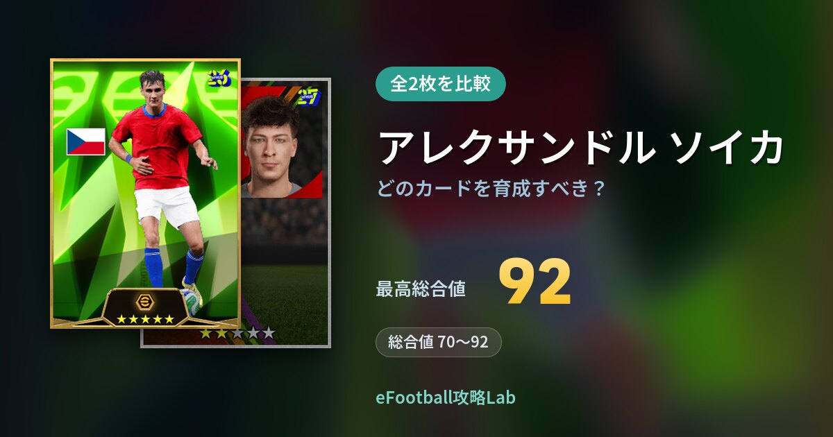 【イーフト】アレクサンドル ソイカはどのカードを育成すべき?全2枚を比較