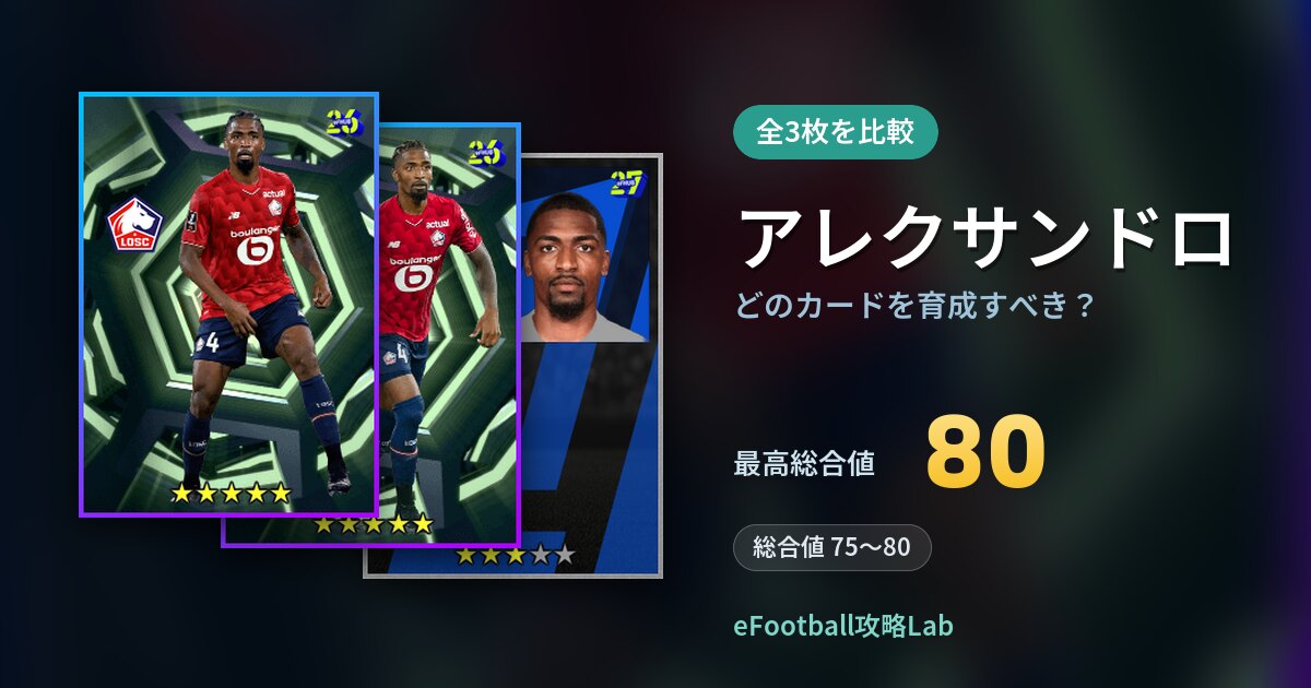 【イーフト】アレクサンドロはどのカードを育成すべき？全3枚を比較