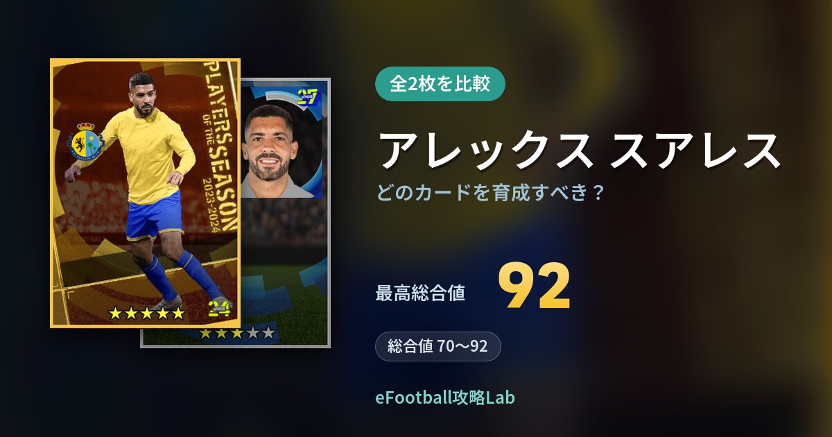 【イーフト】アレックス スアレスはどのカードを育成すべき？全2枚を比較