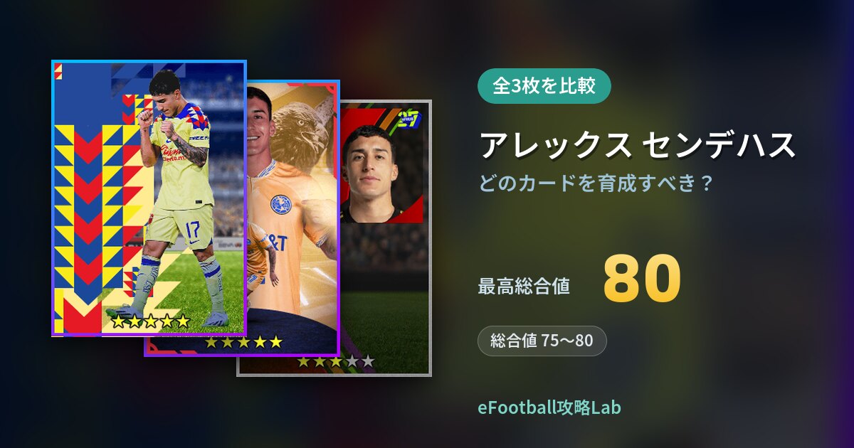 【イーフト】アレックス センデハスはどのカードを育成すべき？全3枚を比較