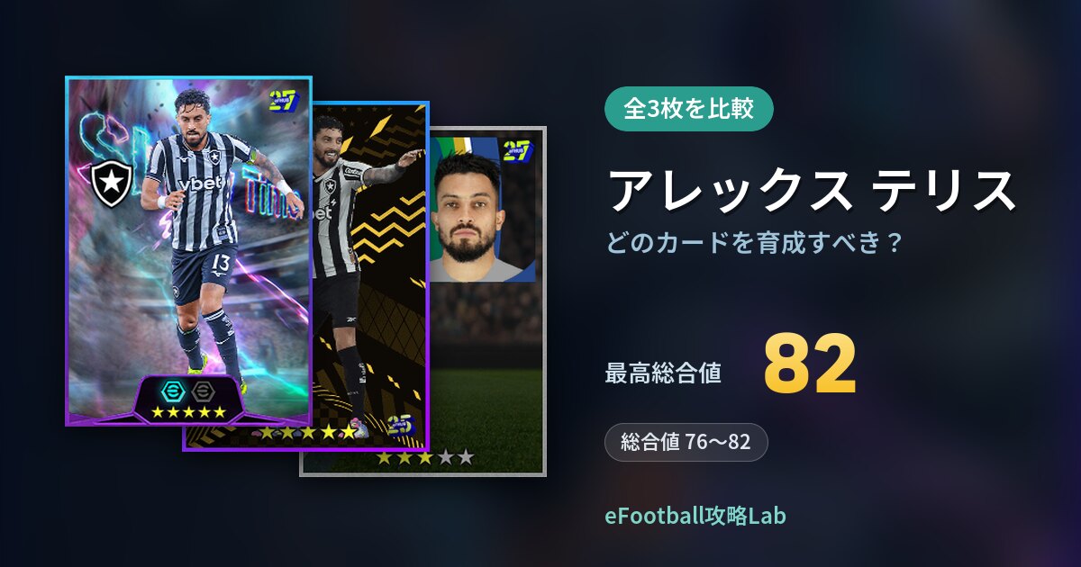 【イーフト】アレックス テリスはどのカードを育成すべき？全3枚を比較