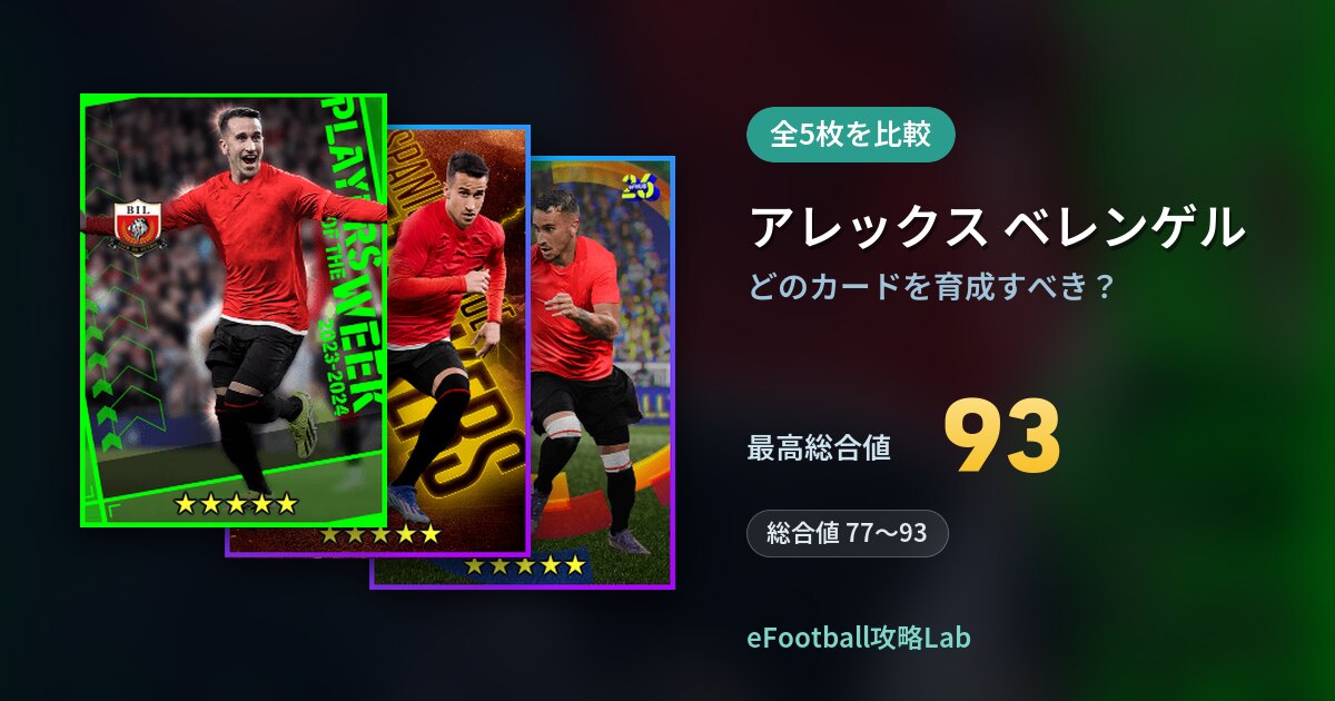【イーフト】アレックス ベレンゲルはどのカードを育成すべき？全5枚を比較