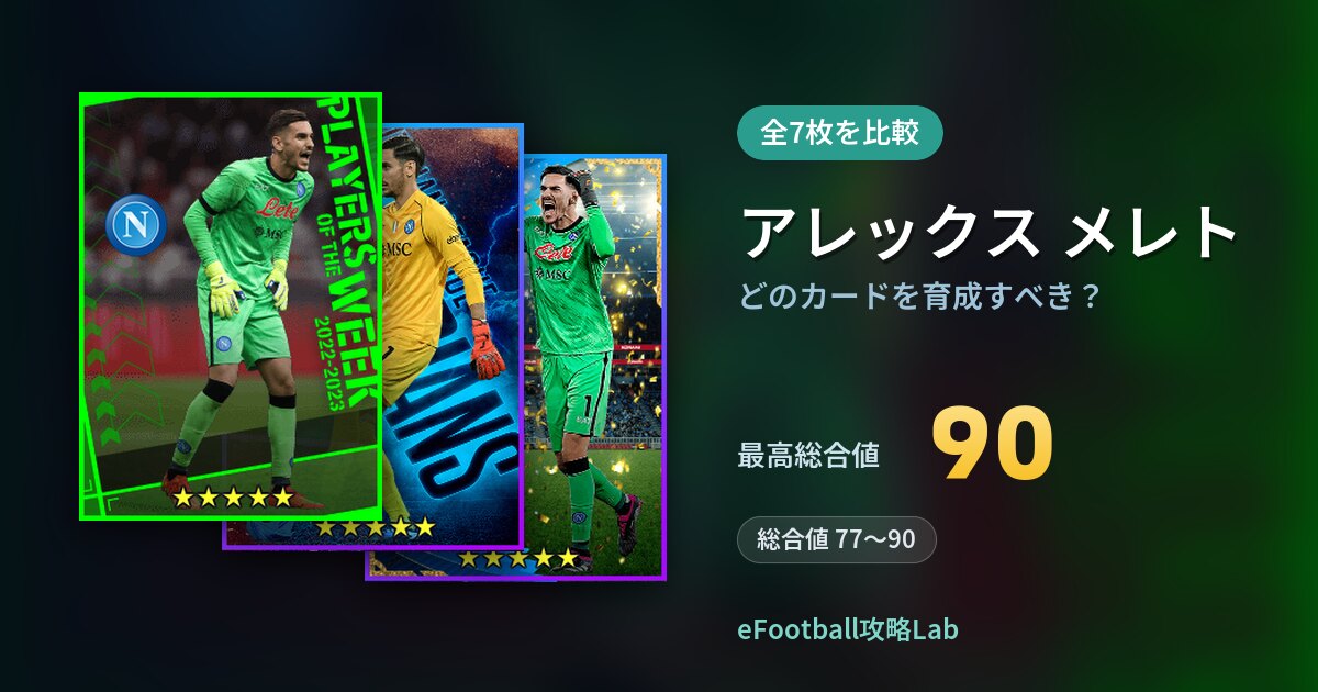【イーフト】アレックス メレトはどのカードを育成すべき?全7枚を比較
