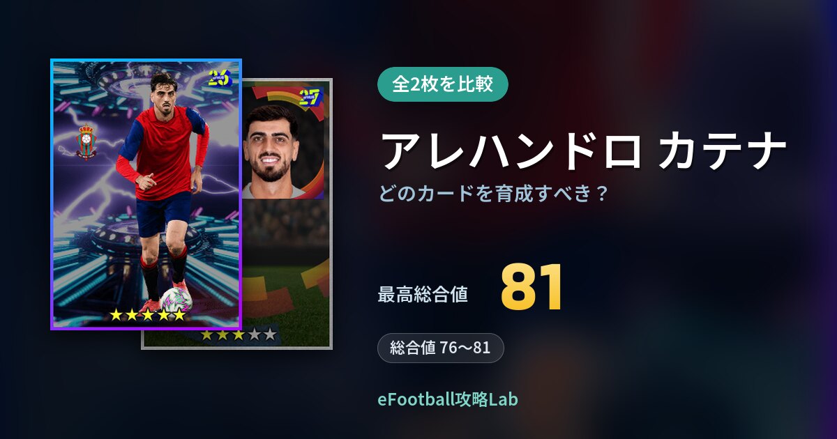 【イーフト】アレハンドロ カテナはどのカードを育成すべき？全2枚を比較