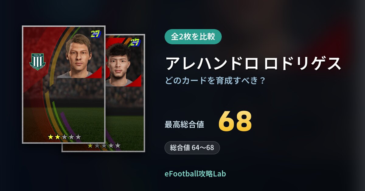 【イーフト】アレハンドロ ロドリゲスはどのカードを育成すべき？全2枚を比較