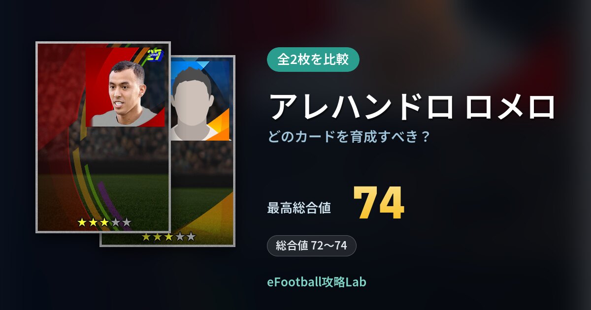 【イーフト】アレハンドロ ロメロはどのカードを育成すべき？全2枚を比較