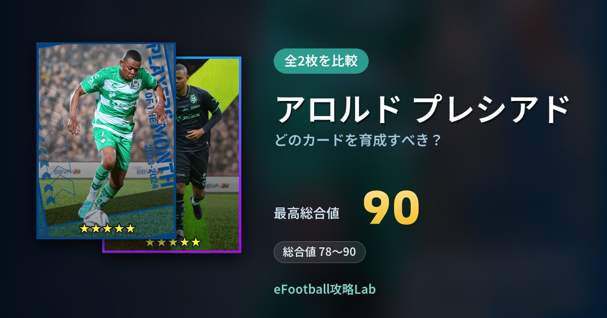 【イーフト】アロルド プレシアドはどのカードを育成すべき?全2枚を比較
