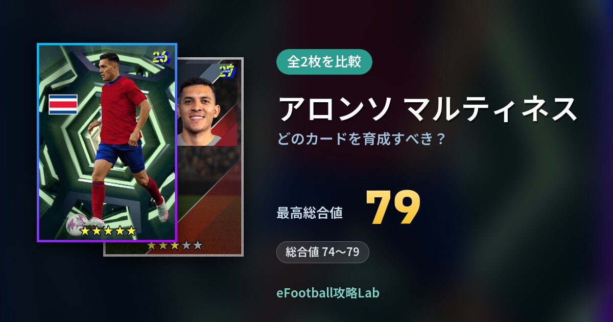 【イーフト】アロンソ マルティネスはどのカードを育成すべき？全2枚を比較