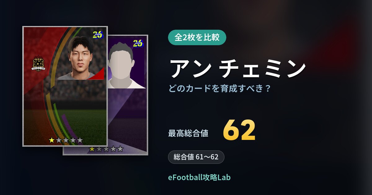 【イーフト】アン チェミンはどのカードを育成すべき？全2枚を比較