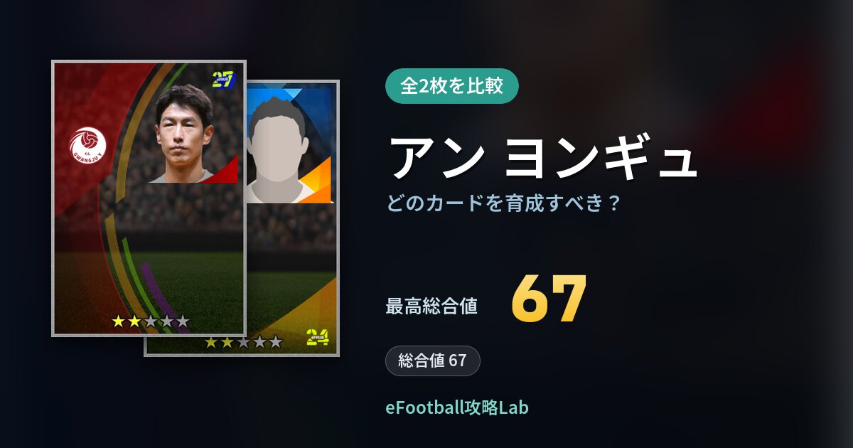 【イーフト】アン ヨンギュはどのカードを育成すべき？全2枚を比較