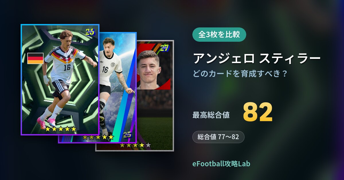【イーフト】アンジェロ スティラーはどのカードを育成すべき？全3枚を比較