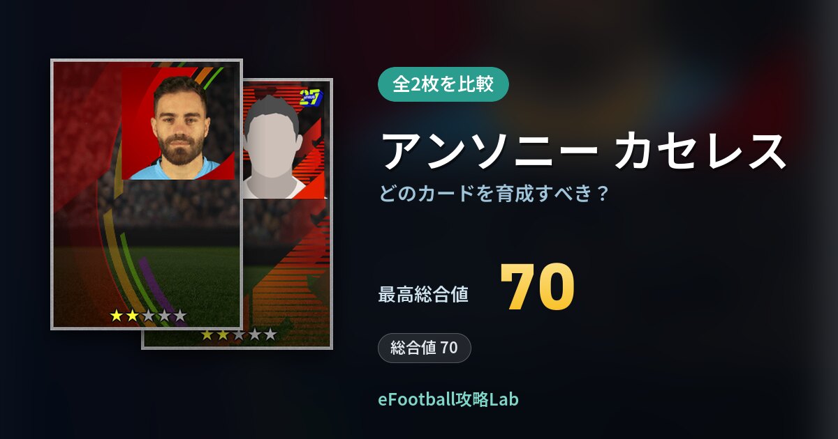 【イーフト】アンソニー カセレスはどのカードを育成すべき？全2枚を比較