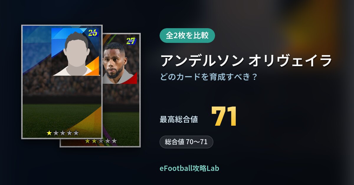 【イーフト】アンデルソン オリヴェイラの育成カード比較（全2枚）