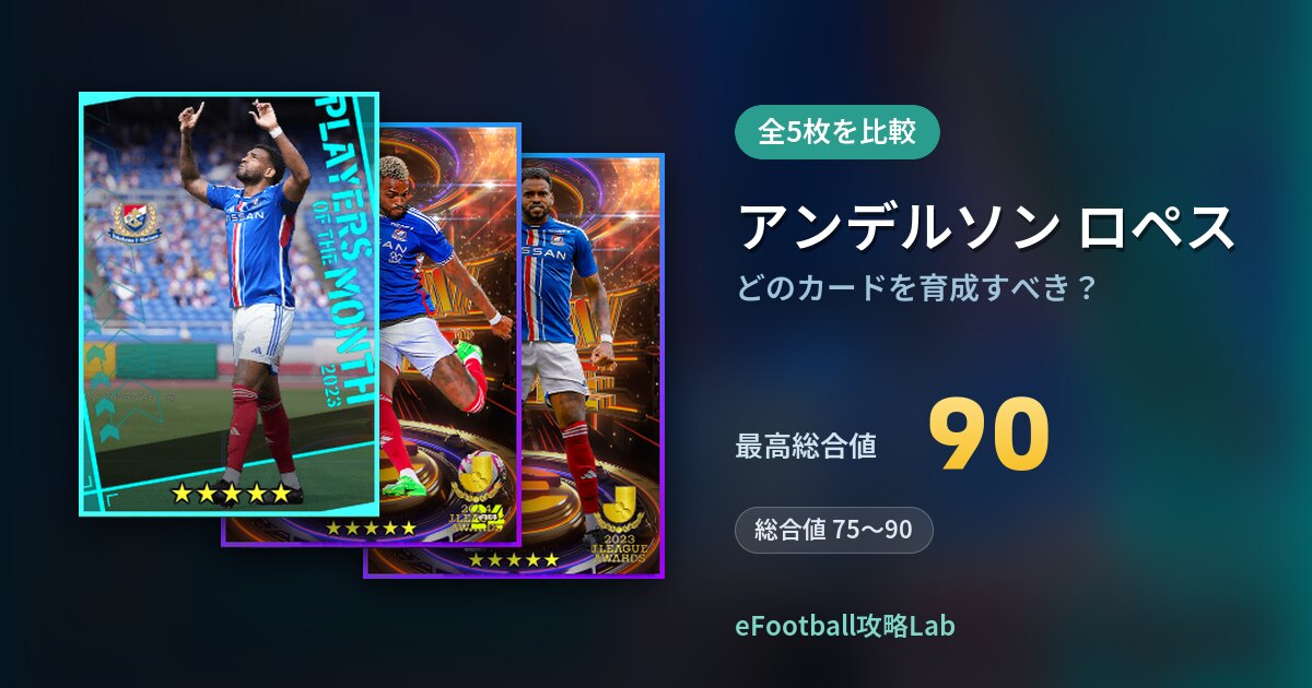 【イーフト】アンデルソン ロペスはどのカードを育成すべき？全5枚を比較