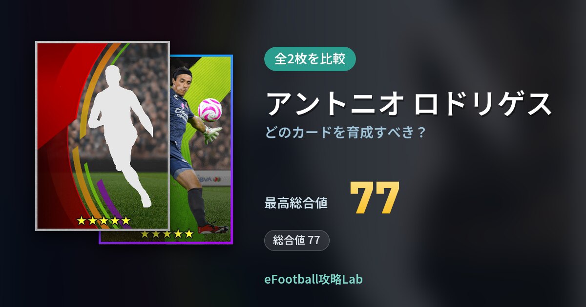 【イーフト】アントニオ ロドリゲスはどのカードを育成すべき？全2枚を比較