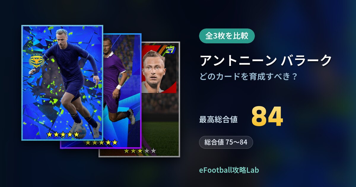 【イーフト】アントニーン バラークはどのカードを育成すべき？全3枚を比較