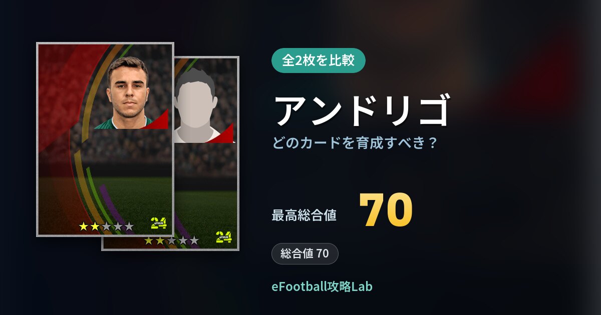 【イーフト】アンドリゴはどのカードを育成すべき？全2枚を比較