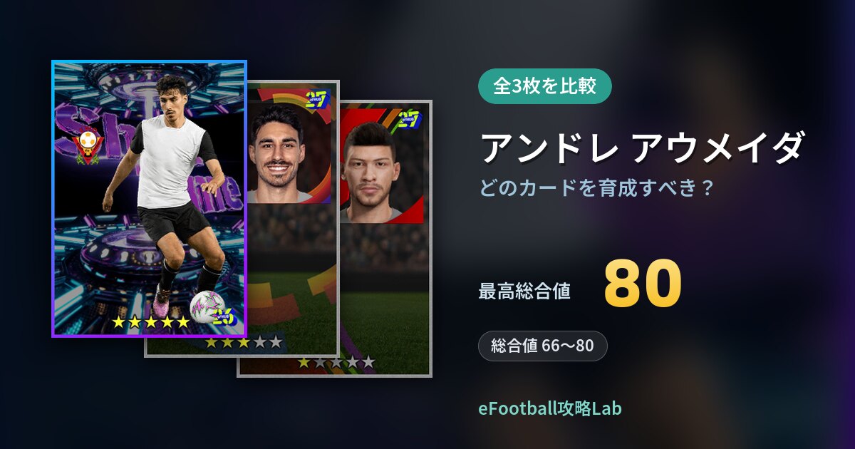 【イーフト】アンドレ アウメイダはどのカードを育成すべき？全3枚を比較