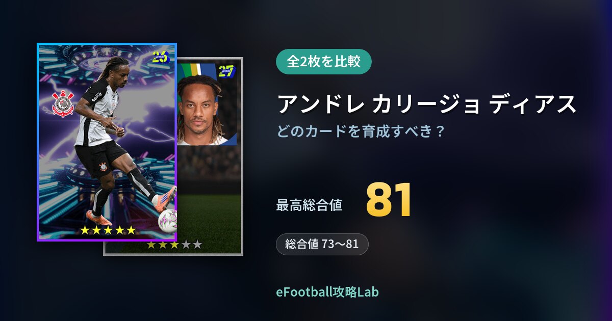 【イーフト】アンドレ カリージョ ディアスの育成カード比較（全2枚）
